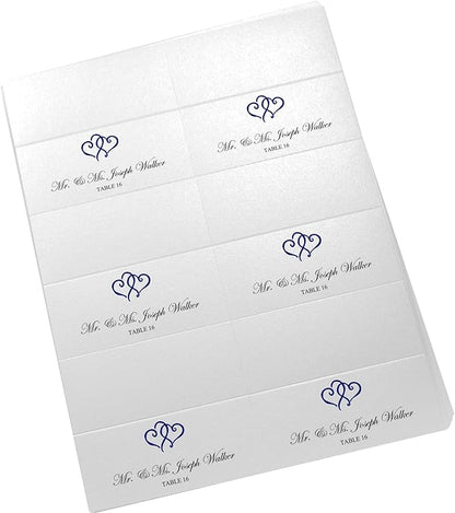 Linked Hearts Printable Place Cards, Navy (Choose Color), Set of 150 (25 Sheets), Laser & Inkjet Printers - Wedding, Party, Dinner, and Special Events - Made in the USA