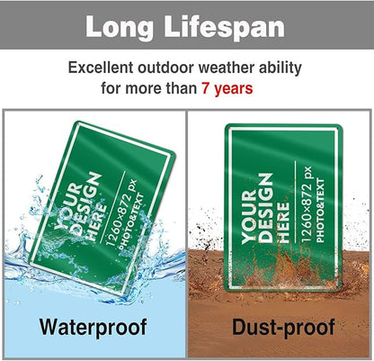 Custom Signs Outdoor Metal Sign - 12 x 8 Customized Personalized Aluminum for Office, Home, Business, Decor, Road Signs, Rust-Proof (White Text Box)