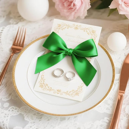1 inch Double Faced Polyester Emerald Green Satin Ribbon, Perfect for Gift Wrapping Very Suitable for Weddings Party Hair Bow Invitation Decorations and More (25 Yards)