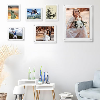 11X14 Acrylic Floating Picture Frame for Wall Mount, Clear Magnetic Photo Frame for Kids Artwork,Certificates Documents Frames for Family,Office,Wedding