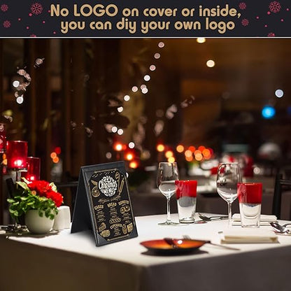 Gerrii Leatherette Table Tents Black PU Leather Menu Covers Bulk Double Sided Frame Sign Holders 2 Side Drink Dessert Menu Folders for Restaurant Coffee Cafe Bar Wedding Supplies(8 Pack,4 x 6 Inch)