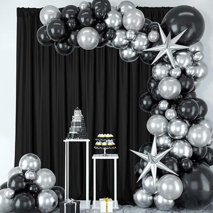 Sugargirl 10x10FT Black Backdrop Curtains Polyester Photo Backdrop Drapes Curtains 2 Panels with Rod Pockets for Party Birthday Wedding Photography Home Decoration