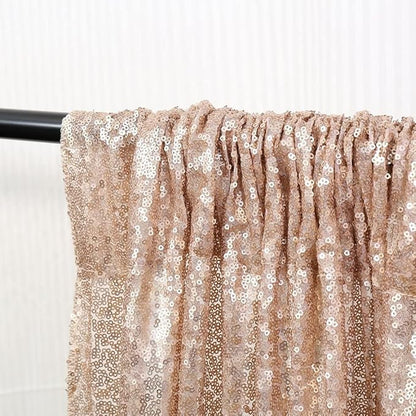 Poise3EHome Champagne Sequin Backdrop Curtains,4 Panels 2FTx8FT Glitter Background for Party Birthday Party Baby Shower Wedding Christmas Thanksgiving Holiday Festival Decor