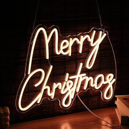 Merry Christmas Neon Sign USB Powered Merry Christmas Neon Light Sign for Christmas Decor Dimmable LED Christmas Light Up Sign for Christmas Home Party living Decor （16.5 * 12.6 In）