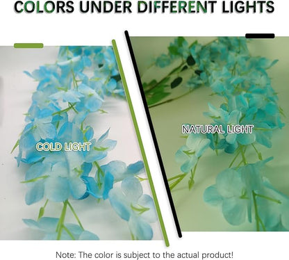 24 Pack Lake Blue Wisteria Hanging Flowers Garland, 3.77 Feet Artificial Flower Vines, Fake Wisteria, Artificial Vines Hanging Garland for Backdrop Outdoor Yard Garden Decor
