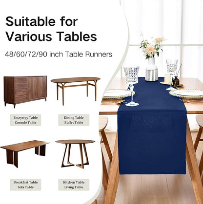 Farmhouse Navy Blue Table Runner Dining Table Runners 48 Inches Long Coffee Table Runner for Dresser Living Room Bedroom Holiday Party Banquet 12X48 Inch