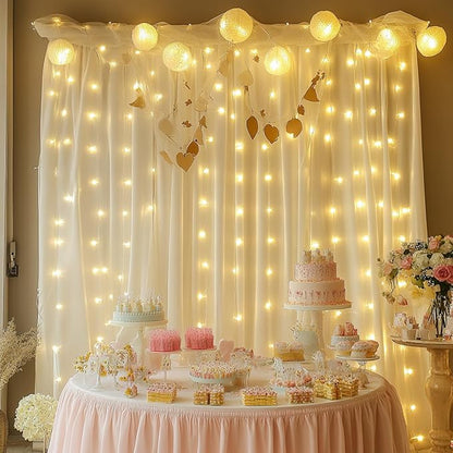 2 Pack Fairy Curtain Lights, 200 LED Upgraded Tangle-Free Hanging Lights with Remote, USB Plug in String Lights for Wall Window Wedding Party Xmas Home Décor - 6.6 x 6.6 Ft, Warm White