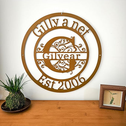 Personalized Metal Sign,Custom Family Name Sign,Last Name Signs,Split Letter Wall Art,Home Decor,Gifts for Wedding Anniversary,Outdoor Wall Decor,Metal Letter