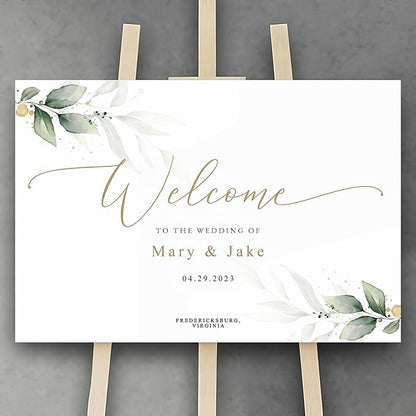 Boho Wedding Welcome Sign, Greenery Welcome to Our Wedding Sign, Eucalyptus Wedding Sign