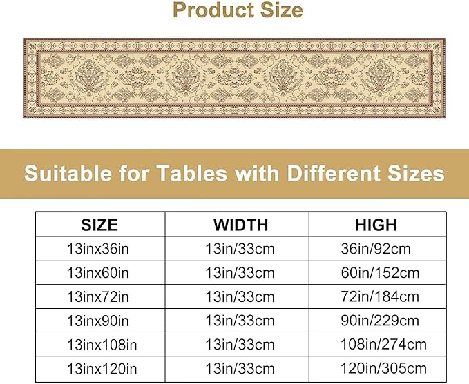 Vintage Farmhouse Flower Table Runner Boho Elegant Home Kitchen Table Dining Coffee Room Garden Party Wedding Decor 13x120in