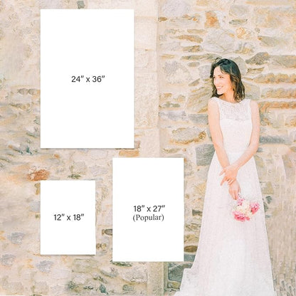 Generic Gold Wedding Sign, 12x18, 18x27, 24x36 inches, Plastic, Rustic & Elegant Style, Welcome Card Included