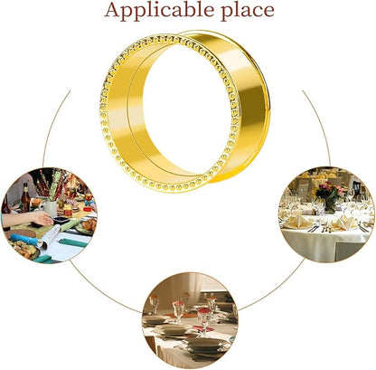 20 Pcs Stainless Steel Bead Side Napkin Rings Delicate Serviette Buckles (Gold)