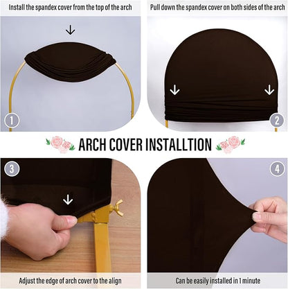 LEBENGURU Upgraded 6FT Wedding Arch Cover, Brown Spandex Fitted Arch Backdrop Cover, Round Top Chiara Stand Covers for Birthday Party Baby Shower Banquet Balloon Décor