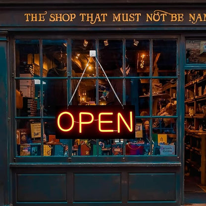 Led Open Sign for Business,OPEN and Close Double sided switching,Powered by 5V USB, And Adjustable Bright,Neon Sign for Storefront Window Glass Door Shop Store Florists Bar 15.7'' X 7''