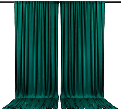 2 Panels Deep Green Backdrop Curtain, 10 x 7 Feet Background Curtains for Parties, Weddings, Baby Showers, Bachelorette Halloween, Christmas Birthday Party Photoshoot Backdrop Curtains Decorations