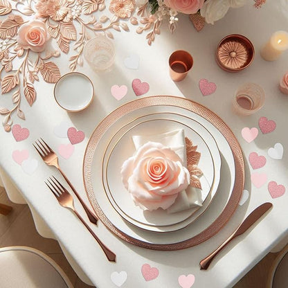 Rose-Gold Pink White Party Decorations – 300Pcs Paper Heart Confetti Birthday Decorations Valentines Day Decorations Baby Girl Shower Women Bridal Wedding Engagement Bachelorette HongTongTong