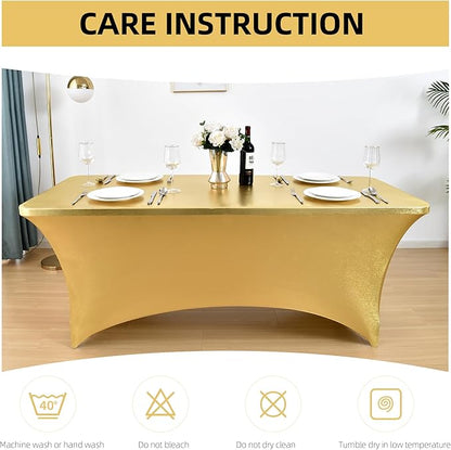 6-Pack 6ft Spandex Table Covers for Rectangle Standard Folding Tables - Wrinkle Resistant Stretch Tablecloths - Ultimate Fitted Table Protector for Parties, Trade Shows, Wedding