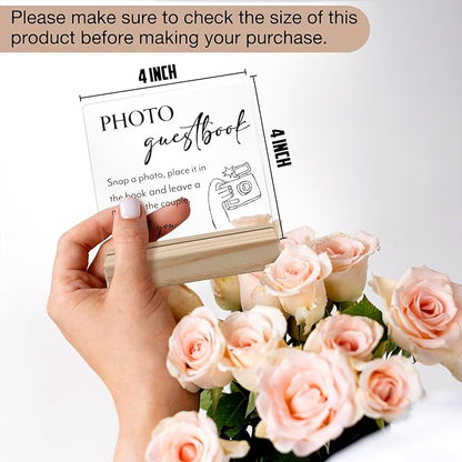 Photo Guest Book Sign, Wedding Decor, Acrylic Wedding Signs, Guest Book Signs forWedding, WeddingGuest Books SignAcrylic Plaque Sign with Wood Stand for WeddingDecorations for Reception