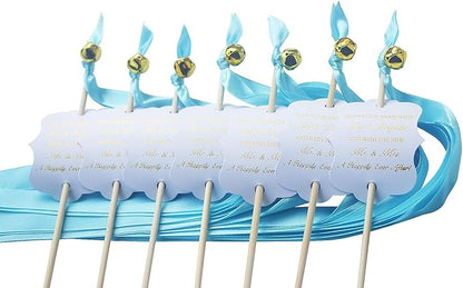 Kingsnow 100 Pack Wedding Ribbon Wand Favor Tags, Ribbon Wands Send Off Tag Exit Wand Tags for Wedding Wands
