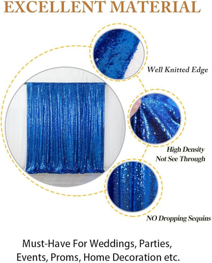ShinyBeauty Sequin Backdrop Royal Blue 10x10FT Backdrop for Photography Blue Wedding Backdrop 10FT Baby Birthday Photo Booth Backdrop Glitter Backdrop for Party Fabric Backdrop