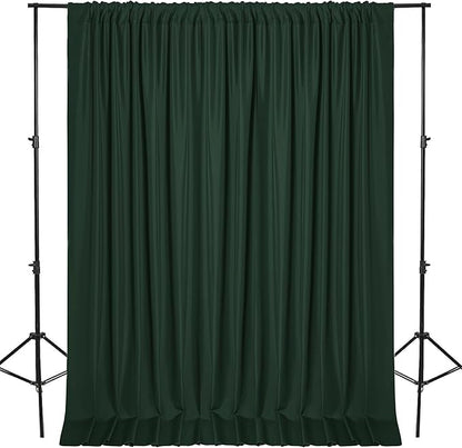DWCN 10x7 FT Backdrop Curtains for Parties, Photography Backdrop Drapes with Rod Pockets for Wedding Decorations Stage Birthday Family Gatherings, 2 Panels 5ft x 7ft, Hunter Green