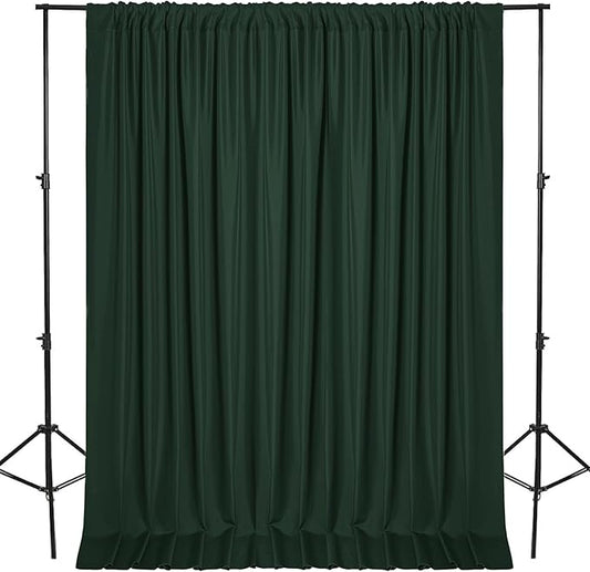 DWCN 10x10 FT Backdrop Curtains for Parties, Photography Backdrop Drapes with Rod Pockets for Wedding Decorations Stage Birthday Family Gatherings, 2 Panels 5ft x 10ft, Hunter Green