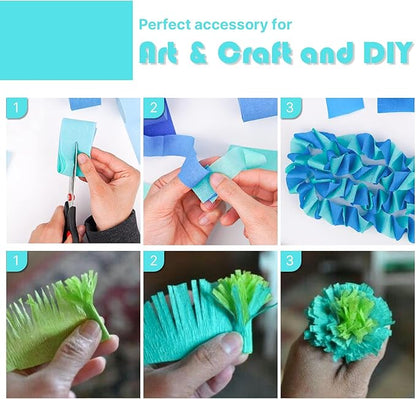 PartyWoo Teal Crepe Paper Streamers 4pcs 328ft Pack of Turquoise Crepe Paper Streamers for Birthday Gender Reveal Baby Shower Wedding Graduation Pool Mermaid Under The Sea Theme Party Decorations