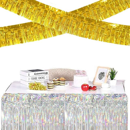 We Moment 6 Pack 10 Feet Gold Foil Fringe Garland Streamers Metallic Tinsel Banner Wall Hanging Fringe Curtain Glitter Backdrop Banner for Parade Floats Birthday Bachelorette Gold Party Decorations