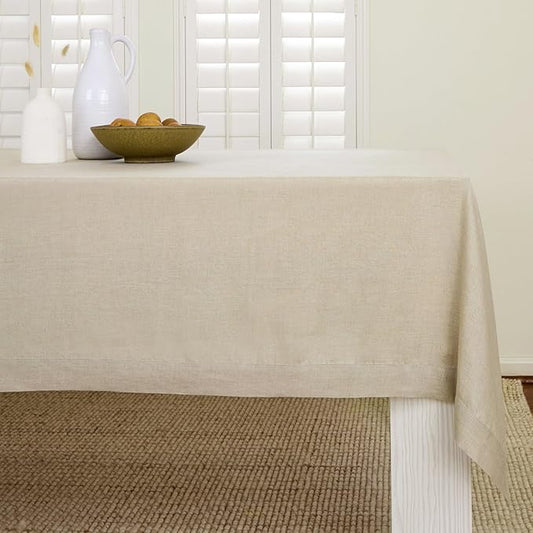 Solino Home Natural Linen Tablecloth 60 x 144 Inch - 100% Pure Linen Table Cloth for Rectangle Tables - Fete, Machine Washable Tablecloth for Fall, Autumn, Thanksgiving, Christmas, Holiday