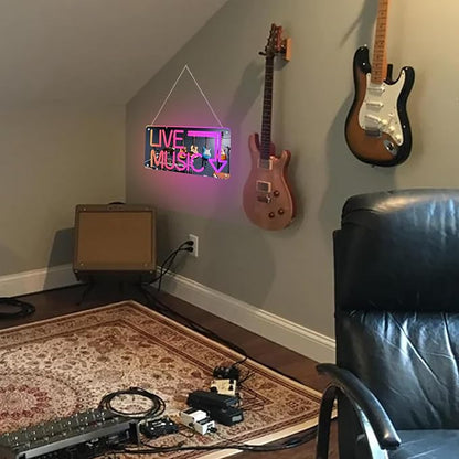 Live Music Neon Sign, Mirror LED Light Wall Décor with App-Controlled DIY Color, for Bars, Studios, Home