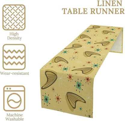 Mid Century Table Runner, Modern Atomic Pattern Absctract Geometric Retro 1950S 1960S Dinner Runner for Home Kitchen Dining Table Decoration, 13x60 Inch