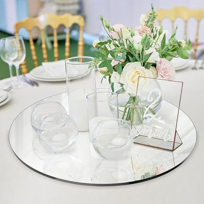 Seelenruhe 12" Round Mirrors for Centerpieces for Tables, Round Mirrors Trays Plates for Centerpieces, Wedding Decorations, Baby Shower Party, Christmas Decorations, 2mm, 12 PCS