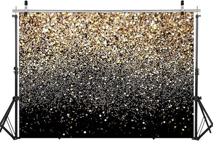 WOLADA Black and Gold Backdrop Golden Glitter Backdrop for Photography Wedding Birthday Baby Shower Party Photo Studio 12x10FT 11176