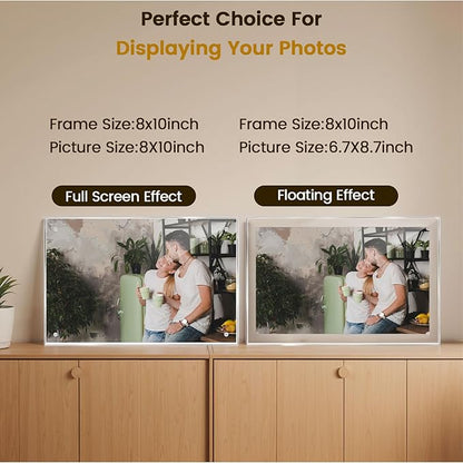 JOHOUSE 2 Pack 8 x 10 Acrylic Picture Frames, Double Sided Magnetic Photo Certificate Frames Self Standing Frameless Transparent for Desktop Display