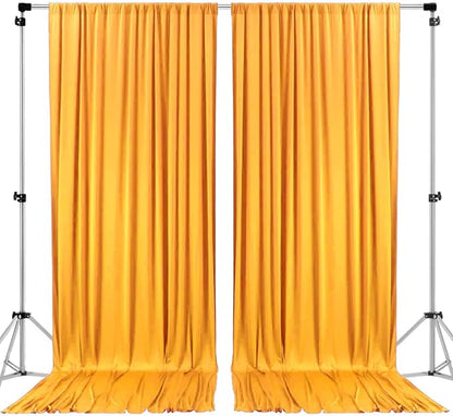 AK TRADING CO. 10 feet x 8 feet IFR Polyester Backdrop Drapes Curtains Panels with Rod Pockets - Wedding Ceremony Party Home Window Decorations - Marigold