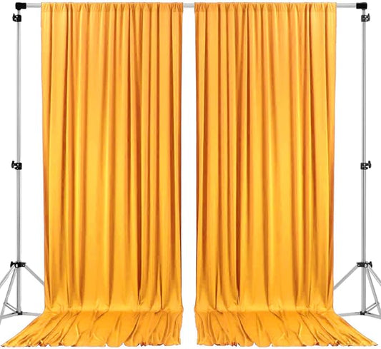 AK TRADING CO. 10 feet x 8 feet IFR Polyester Backdrop Drapes Curtains Panels with Rod Pockets - Wedding Ceremony Party Home Window Decorations - Marigold
