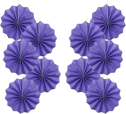 Purple Party Decorations,Purple Bridal Shower Decorations,Halloween Decor Events Accessories,Retirement Decorations Paper Fans Bulk 8in,Anniversary Decorations for Party 30 Color DIY Set(Purple)