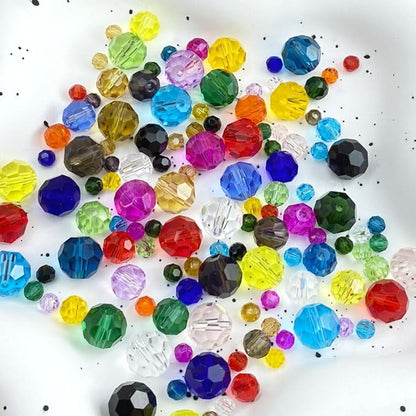 100 PCS 8mm Crystal Glass Beads Round Multiple Faceted Loose Spacer Glass Beads for DIY Handcrafte Bracelet Necklace Earring Jewelry Making(Amber)