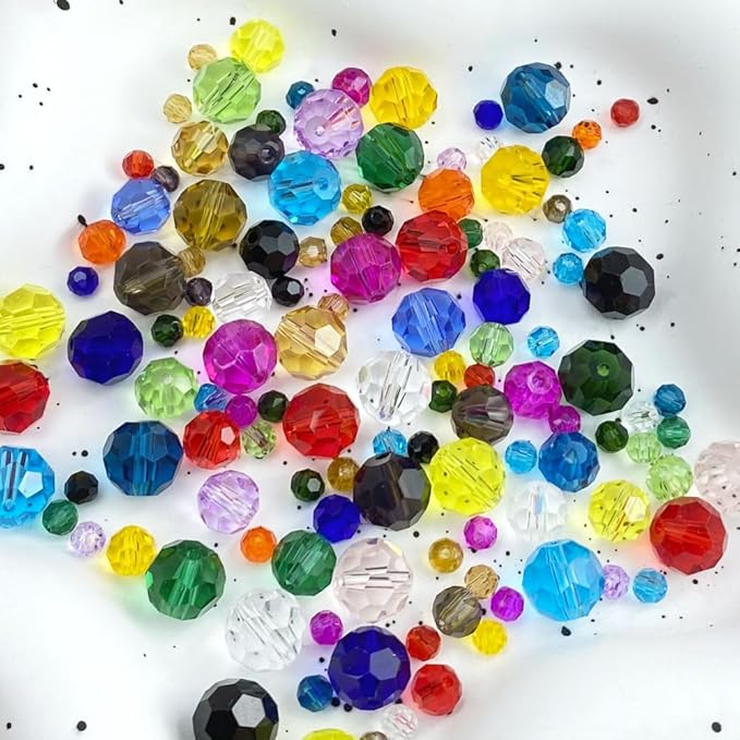 100 PCS 8mm Crystal Glass Beads Round Multiple Faceted Loose Spacer Glass Beads for DIY Handcrafte Bracelet Necklace Earring Jewelry Making(Transparent)
