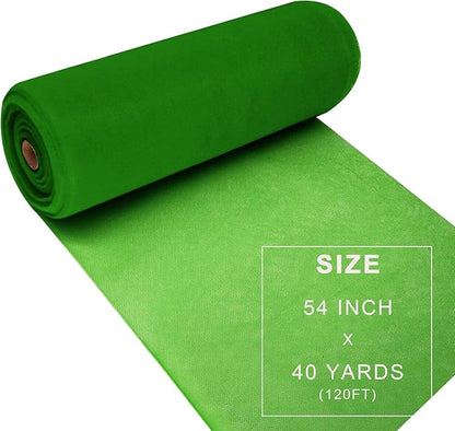 Green Tulle Fabric Roll Spool Bolt (54 Inch by 40 Yards) Large Tulle Wedding Party Decoration, Tutu Skirt, Table Runner, Gift Wrapping, Bridal Shower, Soft & Drape (Emerald Green)