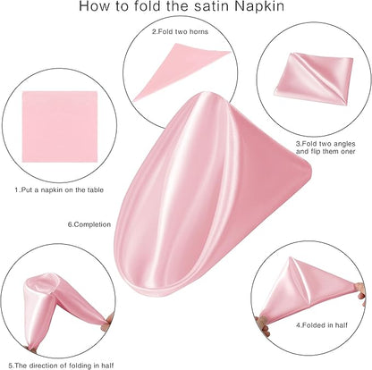36 Pack Square Satin Dinner Napkins, 16x16 Inches Silky Soft Smooth Table Cloth Napkins for Restaurant Weddings Banquet Party Decoration, Pink