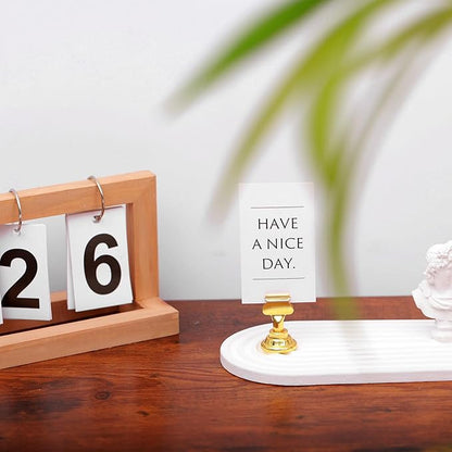 Urban Deco 16 Pieces Table Card Holder Place Card Holders 1.7 inches Gold Steel Card Holders for Photos, Food Signs, Memo Notes, Weddings, Restaurants, Birthdays. (Gold)