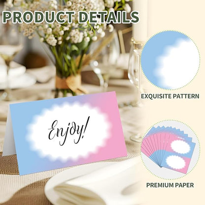 25 Color Gradient Place Cards for Table Seating, Pink Blue Wedding Name Place Card, Tent Cards for Birthday Bridal Shower Baby Shower Reception Dinner Party Decorations -A03