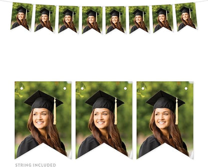 Andaz Press Bulk Photo Personalized Gift and Party Favors Collection, Hanging Pennant Party Banner with String, Custom Photo, 18 pennants, Approx 6 feet long, 1-Pack