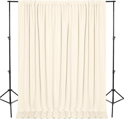 DWCN 10x10 FT Backdrop Curtains for Parties, Photography Backdrop Drapes with Rod Pockets for Wedding Decorations Stage Birthday Family Gatherings, 2 Panels 5ft x 10ft, Champagne