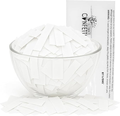Ultimate Confetti, White Biodegradable Confetti - Rectangular Fluttering Tissue Paper Confetii for Cannon and Launcher use – Best for Mother’s Day, Wedding, Parties and Live Events - 1 lb, 16 oz