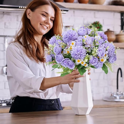 12 Packs Peonies Artificial Flowers,Silk Artificial Peonies Flowers Fake Peony Faux Floral Arrangements Bouquet for Centerpiece Table Wedding Party Home Decor Purple