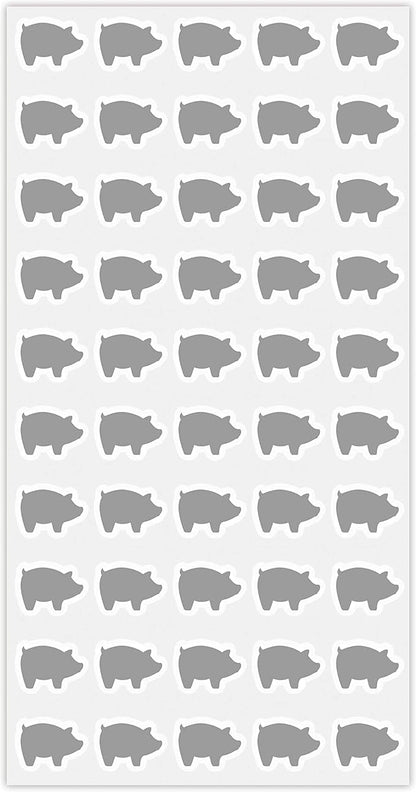 50 Wedding Meal Stickers - Food Identifier & Menu Choice Place Cards for Party Seating - Meal Option Indicator (Silver, Pork)