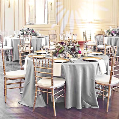 fani 6 Pack 108 Inch Sliver Round Tablecloth - Premium Silky Satin Tablecloth Overlay Smooth Fabric Table Cover Linens, Table Decoration for Wedding Party Banquet Events Restaurant Kitchen Dining