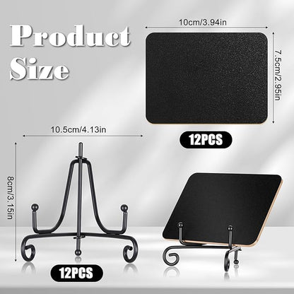 12 Pcs Mini Chalkboard Signs for Food Labels 4"x3"Small Chalkboards-Label with Metal Stand Buffet Food-Signs for Party Mini Chalkboard Signs with Stand for Party Bakery